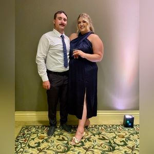 ASOS Curve midi dress with cross front tie neck in satin